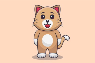 Büyük gözlü, küçük, şirin kedi çizgi filminin vektör çizimi