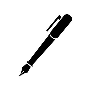 Beyaz arkaplanda kalem simgesi.