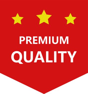 Vektör logosu premium kalite. kaliteli kırmızı kurdele amblemi