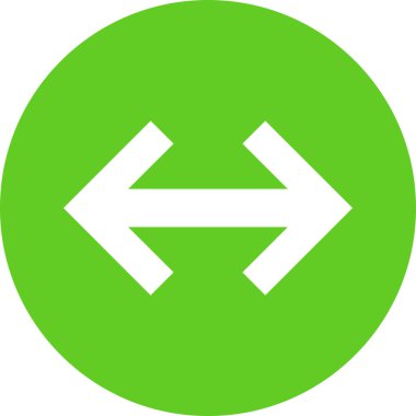 Yön ok simgesi. Yeşil vektör yuvarlak açılı düz ikonik sembol, eko yeşil renk, beyaz arkaplan.