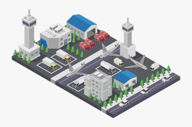 İzometrik şehir, vektör çizim