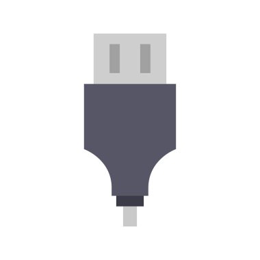 USB kablo ikonu. Web için usb kablo vektör simgesinin basit çizimi