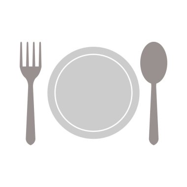 Çatal, çatal ve çatal bıçaklı tabak. vektör illüstrasyonu