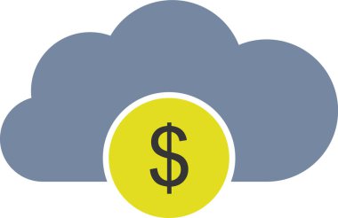 bulut dolar simgesi, vektör illüstrasyonu