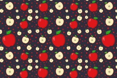 Elmalarla desen. vektör illüstrasyonu.