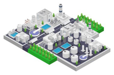 vektör düz izometrik fabrika.