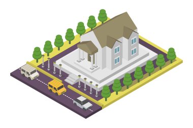 Bir şehrin izometrik vektör çizimi