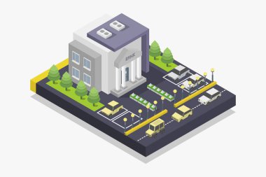 Izometrik Şehir Sokak Kompozisyon