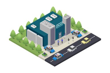 3 boyutlu izometrik düz vektör çizimi