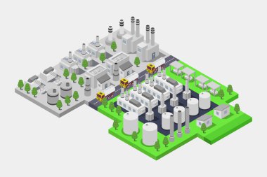 İzometrik şehir. izometrik vektör çizimi