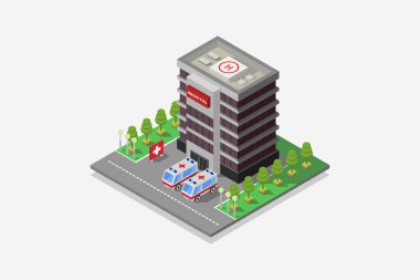 İzometrik yapı ikonu. 3d illüstrasyon.