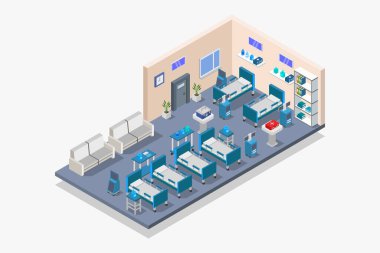 Hastane odası izometrik vektör simgesi basit bir şekilde gösterilsin