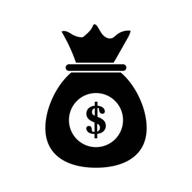 Para çantası ikonu. Beyaz arkaplanda izole edilmiş web tasarımı için para çantası vektör simgesinin düz çizimi