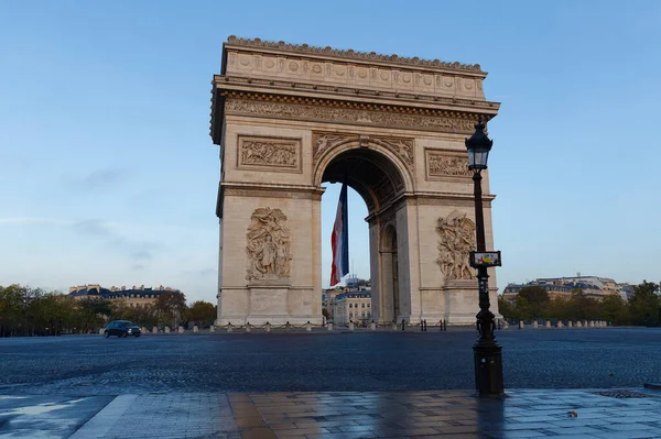 Arc Triomphe Décoré Drapeau National Français Paris France — Photo
