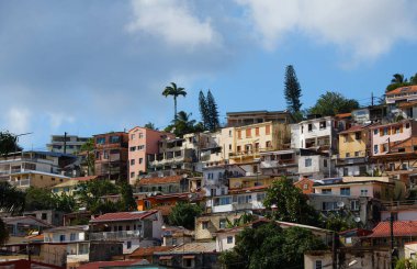 The view over the hill with colorful Caribbean houses of Fort de France, Martinique island.