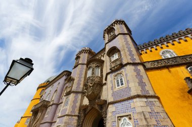 The colorful Pena Palace, famous palace and one of the seven wonders in Portugal clipart