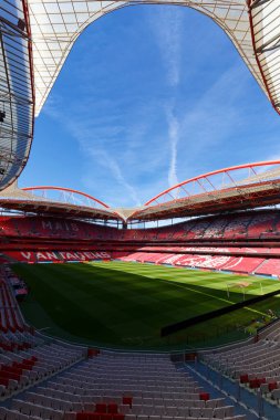 Lizbon, Portekiz - 09 Mayıs 2024: Estadio da Luz, SL Benfica 'nın ev sahibi stadyumu yeni maç gününe hazırlanıyor.