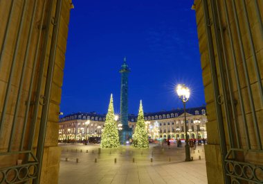 The famous place Vendome decorated for Christmas 2024 at night . Paris. France. clipart