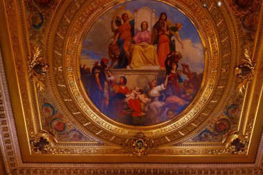 PARIS, FRANCE, SEPEMBER 22, 2024 'Lüksemburg Sarayı' ndaki konferans salonu, Fransız Parlamentosu 'nun iki meclisinden biri olan Fransız Senatosu' nun evi..