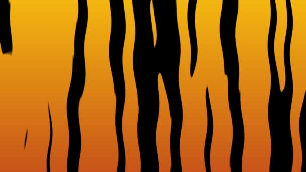 オレンジとブラックタイガーストライプのアニメーションパターン タイガー皮膚の動きの背景 動物ジャングルストライプテクスチャ エキゾチックファー — ストック動画