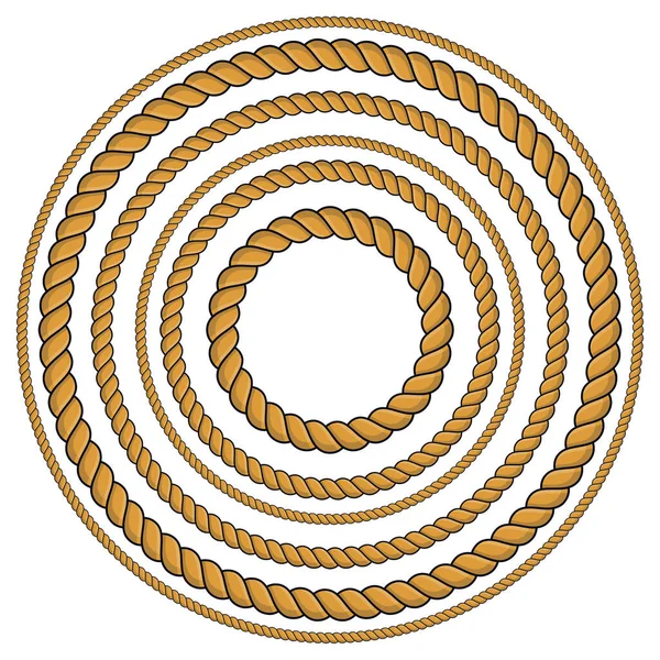 Beyaz Arkaplanda Izole Edilmiş Yuvarlak Çerçeveler Dekoratif Halkalar Deniz Düğümleriyle — Stok Vektör