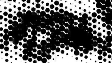 Yarım ton noktalı, kusursuz animasyon arka plan. Grunge animasyonu. Komik noktalı dokular. Toz, siyah beyaz kaplama. Memphis tasarımı. Pop sanat modern şehir tarzı. Moda deseni.
