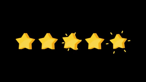 Rating Stars Animated Video Element Ranking Transparent Video Png Five — Stock Video
