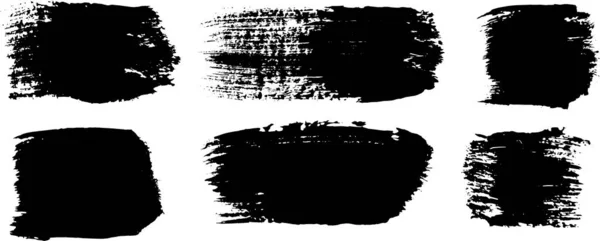 Черный Набор Мазков Кисти Чернильные Мазки Кисти Линии Элементы Дизайна — стоковый вектор