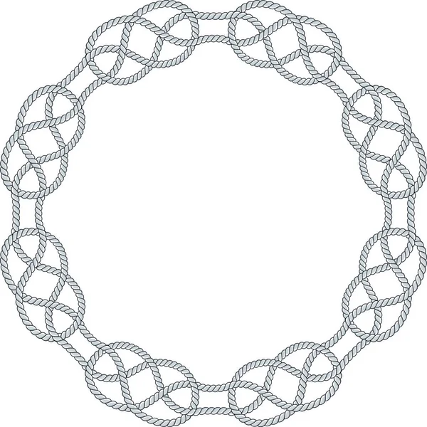 Cadre Rond Isolé Sur Fond Blanc Cordon Torsadé Avec Boucles — Image vectorielle