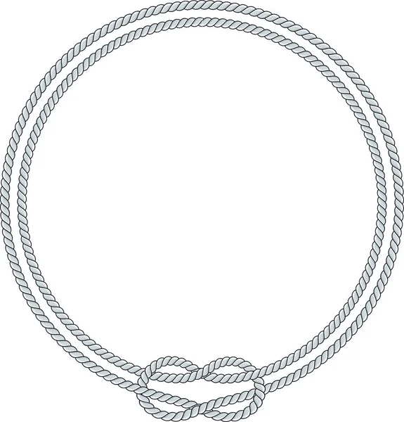 Rope Frame Isolated White Background Twisted Cord Decorative Loops Nautical — Stock Vector