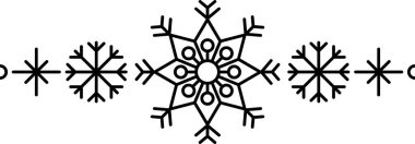 Kar tanesi çerçeve elementi. Yılbaşı ve yeni yıl tebrik kartları ve afişler tasarlamak için kar tanesi silueti. Beyaz arkaplanda izole edilmiş tatil dekorasyonu ögeleri.