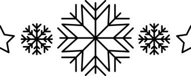 Kar tanesi çerçeve elementi. Yılbaşı ve yeni yıl tebrik kartları ve afişler tasarlamak için kar tanesi silueti. Beyaz arkaplanda izole edilmiş tatil dekorasyonu ögeleri.