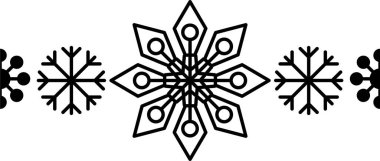 Kar tanesi çerçeve elementi. Yılbaşı ve yeni yıl tebrik kartları ve afişler tasarlamak için kar tanesi silueti. Beyaz arkaplanda izole edilmiş tatil dekorasyonu ögeleri.