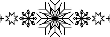 Kar tanesi çerçeve elementi. Yılbaşı ve yeni yıl tebrik kartları ve afişler tasarlamak için kar tanesi silueti. Beyaz arkaplanda izole edilmiş tatil dekorasyonu ögeleri.