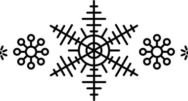 Kar tanesi çerçeve elementi. Yılbaşı ve yeni yıl tebrik kartları ve afişler tasarlamak için kar tanesi silueti. Beyaz arkaplanda izole edilmiş tatil dekorasyonu ögeleri.