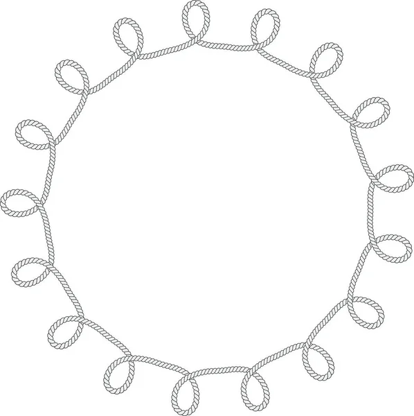 Cadre Rond Isolé Sur Fond Blanc Cordon Torsadé Avec Boucles — Image vectorielle