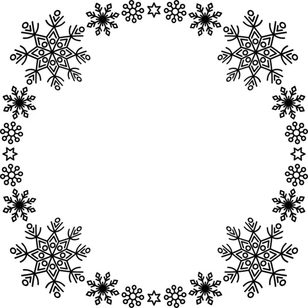Krąg Śnieżynek Zimowy Płatek Śniegu Wokół Granicy Elementy Designu Kartki — Wektor stockowy