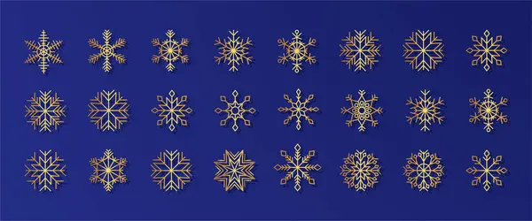 Conjunto Iconos Copo Nieve Colección Siluetas Copo Nieve Invierno Para — Archivo Imágenes Vectoriales