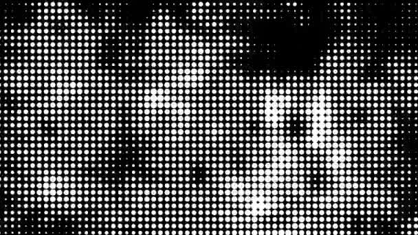 半色调点无缝动画背景 Grunge动画 漫画点缀纹理 灰蒙蒙的黑色白色覆盖物 孟菲斯的设计流行艺术现代都市风格 时尚款式 — 图库视频影像