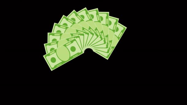 Money Animated Video Element Fan Money Opens Closes Money Transparent — Stock Video