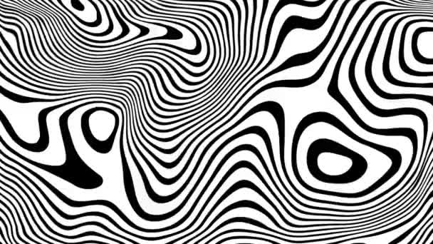 Striped Wave Animation Black White Liquid Line Animated Pattern Seamless — Stock Video