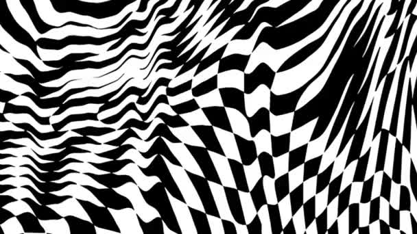 Gestreifte Wellenanimation Schwarz Weiße Flüssige Linie Animiertes Muster Nahtloser Schleifenbewegungsabdruck — Stockvideo