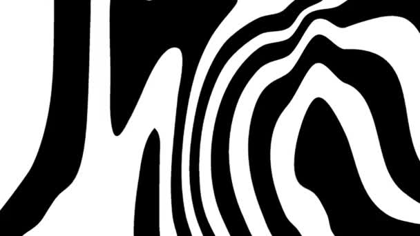Çizgili Dalga Animasyonu Siyah Beyaz Sıvı Çizgi Animasyon Deseni Kusursuz — Stok video