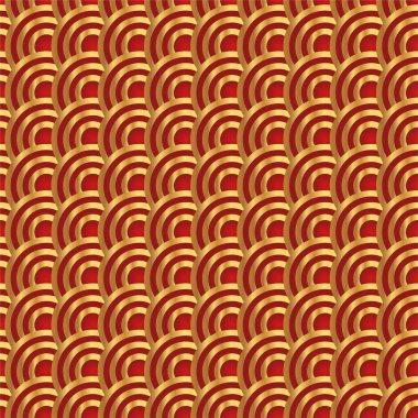 Geleneksel Çin balık pulu dikişsiz desen. Kızıl altın Asya deniz dalgası süsü. Doğulu, Japon kökenli. Doğu vektör motifi. Kart, pankart, poster ve takvim şablonu.