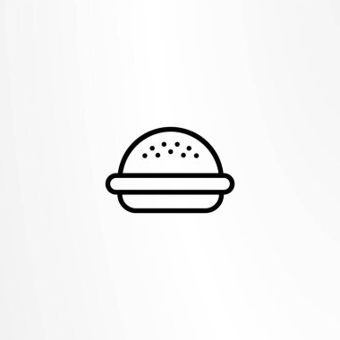 Burger icon. Hamburger logo. Fast food line emblem. Identity element, label for menu design restaurant or cafe. Packaging, interior poster. Vector sign on white background.