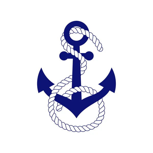 Anchor Rope Wrapped Marine Company Logo Emblem Ship Yacht Flat — Vetor de Stock