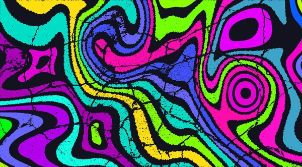 Trippy Strip Psychedelic Pattern Neon Grunge Wavy Background Groovy Abstract — Image vectorielle