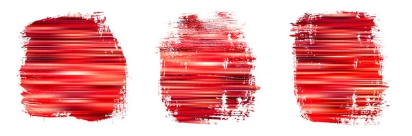 Conjunto Pinceladas Vermelhas Coleção Listras Grunge Pintadas Tinta Design Aquarela — Vetor de Stock