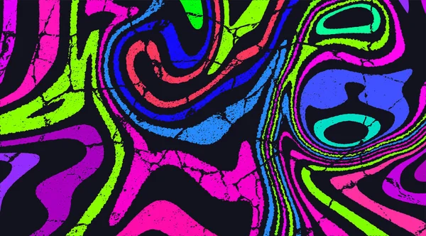Trippy Strip Psychedelic Pattern Neon Grunge Wavy Background Groovy Abstract — ストックベクタ