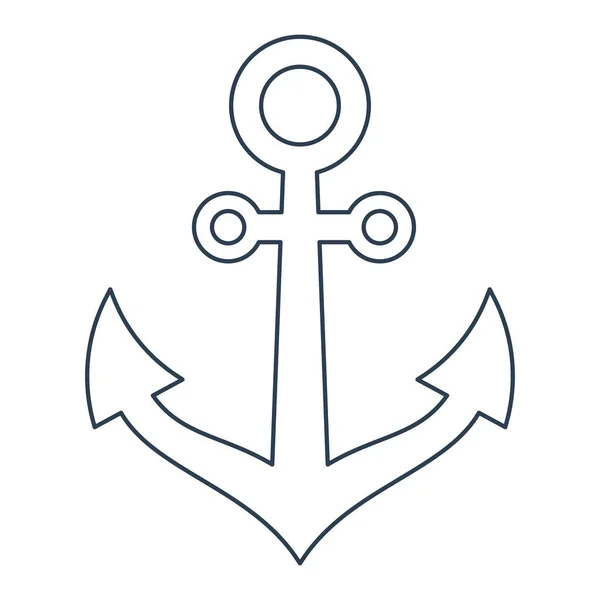 Anchor Line Icon Marine Company Logo Emblem Ship Yacht Flat — Stok Vektör